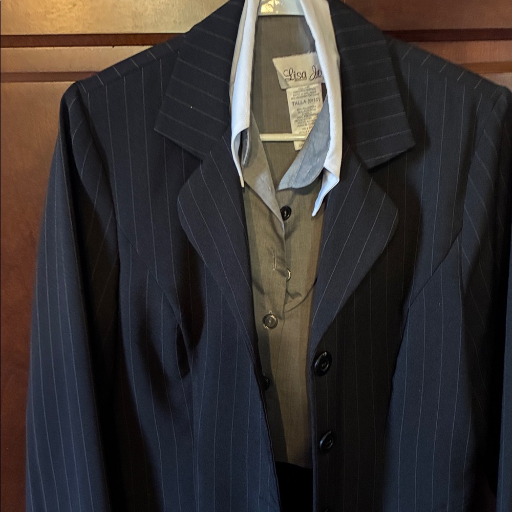 Women's Black Pinstripe Pantsuit - Picture 5 of 10